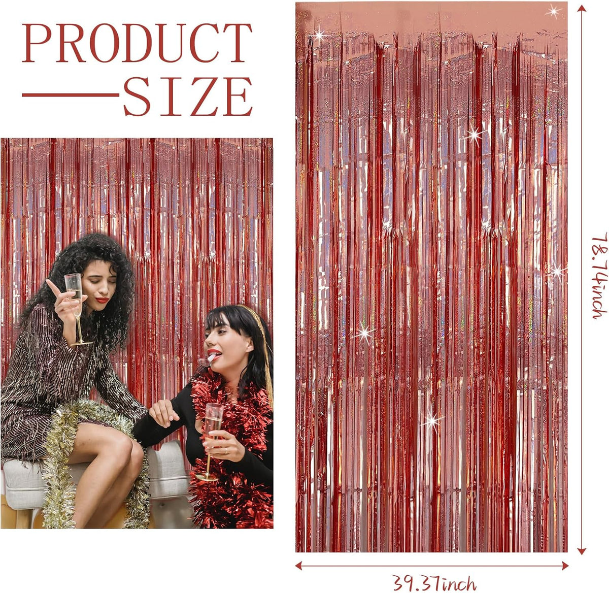 3 Pack Rose Gold Fringe Curtain Backdrop Birthday Bachelorette Party Decorations Metallic Tinsel Streamers Foil Backdrop Christmas Graduation Wedding New Year Party Decorations