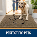 OLANLY Dog Door Mat for Muddy Paws 47x32, Paw Print Design Chenille Mud Mat | - Image 6