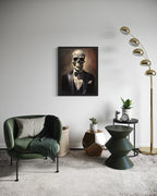 Skull Portrait Poster Art Print, Halloween Scary Vintage Wall Art Academia Spooky Painting Decoration for Horror Prints, Gothic Posters Bedroom Decor 89 (Skull Portrait, 8 x 10 inches, Black Frame)