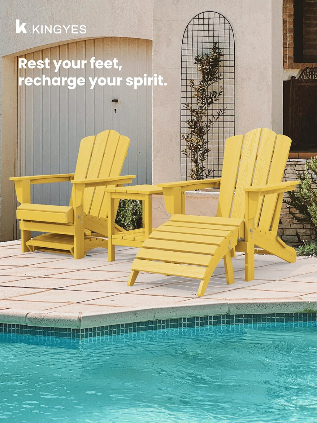 KINGYES Folding Adirondack Ottoman for Adirondack Chair, Yellow