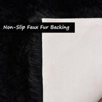 Goolela Black Round Rug 5ft Fluffy Fuzzy Sheepskin Carpet - Image 4