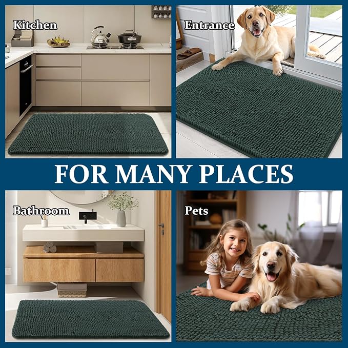 OLANLY Dog Door Mat for Muddy Paws 40x32, Super Absorbent Chenille Mud Mat | - Image 8