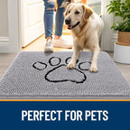 OLANLY Dog Door Mat for Muddy Paws 48x30, Paw Print Design Chenille Mud Mat | - Image 6