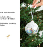 Papyrus 12 Piece Crystal Christmas Glass Ornament Set, 3.15" Dia, 4 Styles Equally Assorted