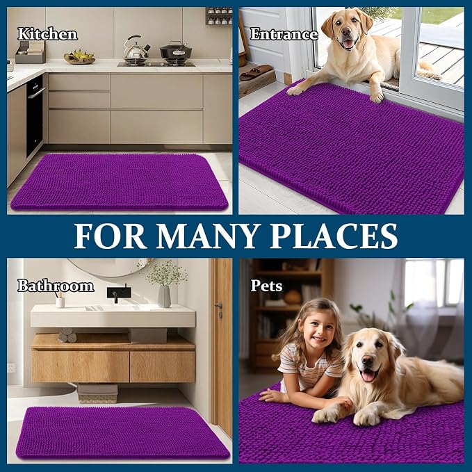 OLANLY Dog Door Mat for Muddy Paws 32x20, Super Absorbent Chenille Mud Mat | - Image 8