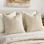 MIULEE Chenille Textured Throw Pillow Covers Beige 20x20 Set of 2 | Slubby - Image 5
