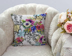 TSSOHU Throw Pillow Cover Vivid Colorful Garden Print Blossoming Wildflowers Birds Leaves Branches Decorative Throw Pillow Case Square 18" x 18" Home Couch Bed Pillowcase
