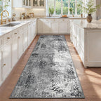 3x12 Grey Rug Runners for Hallways Kitchen Runner Rug Non Slip Washable Black - Image 3