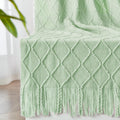 inhand Knitted Throw Blanket for Couch and Bed, Soft Living Room Home Decor Knitted Blanket with Tassel, Outdoor Lightweight Breathable Summer Blanket, Farmhouse Warm Woven Decorative, 50"x60"