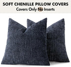 MIULEE Chenille Textured Throw Pillow Covers Navy Blue 18x18 Set of 2 | Slubby - Image 7