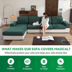 Couch Cushion Covers for Sectional Sofa, Stretch Soft Sofa Slipcovers Washable Wear-Resistant Universal Furniture Protector for Living Room(1 Piece Chair Cover, Green)