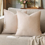 GIGIZAZA Velvet Pillow Covers 20x20 Decorative Pillows Pack of 2 Beige | - Image 6