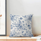 CXMEIFLY Spring Floral Leaves Pillow Covers 16 x 16 Inch Set of 2 for Chinoiserie Flowers Decor Throw Pillows Blue and White Seasonal Plant Outdoor Decorative Cushion Cases for Couch Bed Decorations