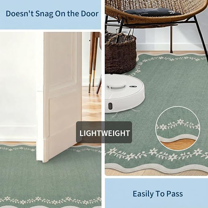 GarveeHome 2.5x8 Scalloped Washable Runner Rug Non Slip Hallway Kitchen Rug | - Image 6
