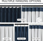 Vision Home Navy Blue Pinch Pleated Full Blackout Curtains Linen Blended Room - Image 5