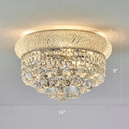 Crystal Flush Mount Chandelier Ceiling Light Fixture for Living Room Dining Room Bedroom Foyer Entryway Hallway Closet Bathroom (Chrome, 9" H x14 D)