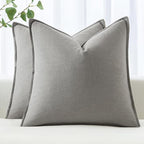 MIULEE Decorative Linen Euro Sham Pillow Covers 24x24 Light Gray | Boho by MIULEE