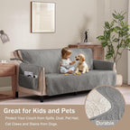 Cool Gray Loveseat Covers for 2 Cushion Couch, Water-Repellent Covers for Sofa - Image 2