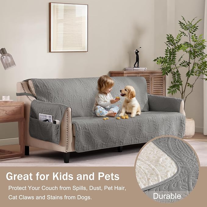 Gray Recliner Chair Covers, Quilted Décor Water-Repellent Medium Lazy Boy Chair - Image 8