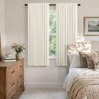 Cream Linen Blackout Curtains by Size 70 Inches Wide x 63 Inch Length Extra - Image 3