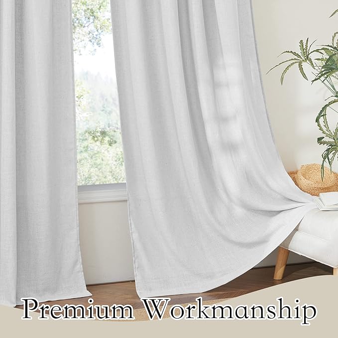 RYB HOME Sheer Curtains 102 inches, Extra Long Floor to Ceiling Curtains | Half - Image 3