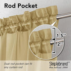 Simplebrand Gold Sheer Curtains 84 Inches Long, Light Filtering Rod Pocket - Image 4
