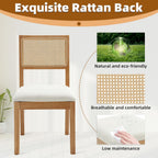 Westice Rattan Dining Chairs Set of 6, Farmhouse Natural Dining Room Chairs with Upholstered Cushion, Wood Armless Chairs for Kitchen/Restaurant