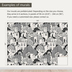 AFZEVEB-Black House with Trees Nursery Wallpaper murals for Bedroom 136"x96" (Not Peel and Stick)