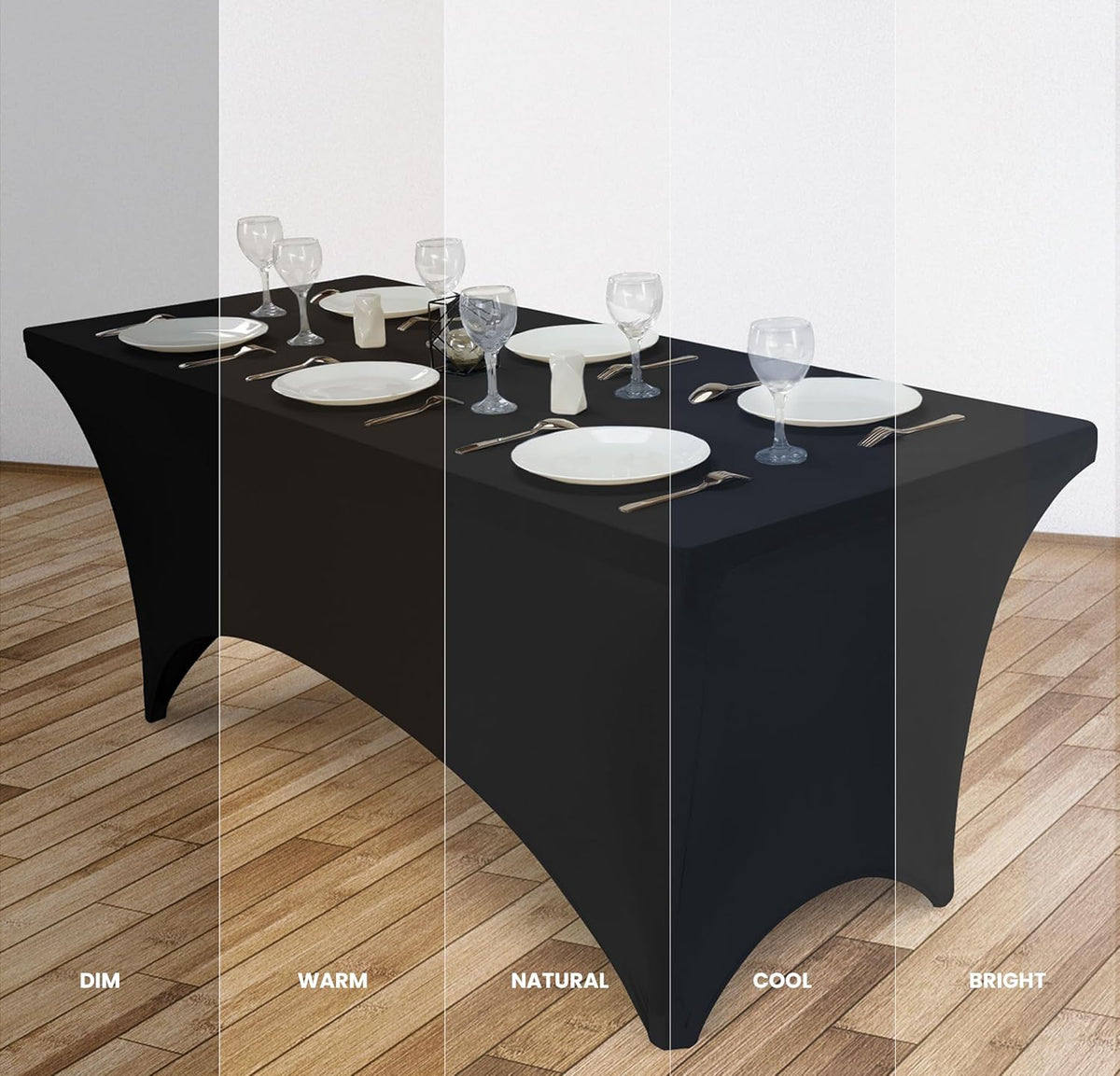 Utopia Kitchen 4FT Spandex Tablecloth [2 Pack, Black] 200 GSM Stretch, Fitted, Washable and Wrinkle Resistant Table Cloth Rectangle Cover for Trade Shows, Wedding, Parties [48Lx30Wx30H Inch]