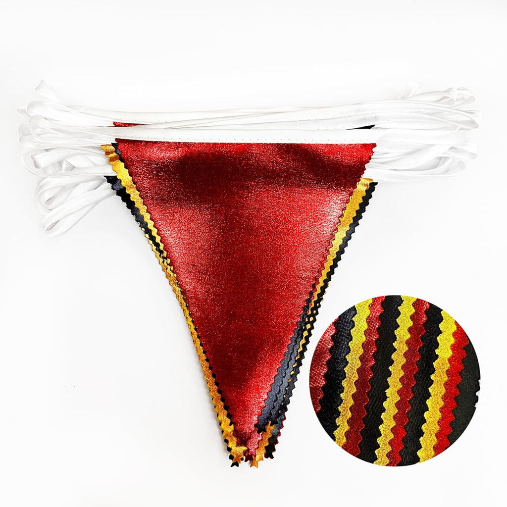 Red Black Gold Party Decorations Metallic Fabric Triangle Pennant Banner Flag Bunting Garland for Graduation Birthday Anniversary Pirate Poker Casino Las Vegas Christmas Holiday Party Supplies
