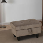 Ottoman Rectangular Storage Ottoman Bench, Flannel Footrest Stool Footstool with Lid for Living Room, Bedroom, Entryway, Brown, 28.5"x19"x17.5"