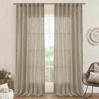 Taupe Semi Sheer Linen Curtains 2 Panels Set Light Filtering Panels | Linen by LAMIT
