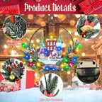 Light up Christmas Wreaths for Front Door, Welcome Metal Wooden Door Wreath Decor Hanging Sign, 30 LED Lighted Wall Decor Battery Operated for Halloween Indoor Outdoor (Santa Claus)