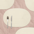 AHHFSMEI Placemats Set of 6 for Dining Table Washable Woven Vinyl Non-Slip 18x12 inches Placemat Heat-Resistant Durable Table Mats for Dining Table Easy to Clean (Oval Beige, 6)