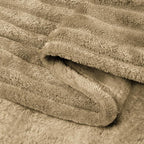 BEDELITE Ribbed Jacquard Brown Fleece Throw Blanket - Image 6