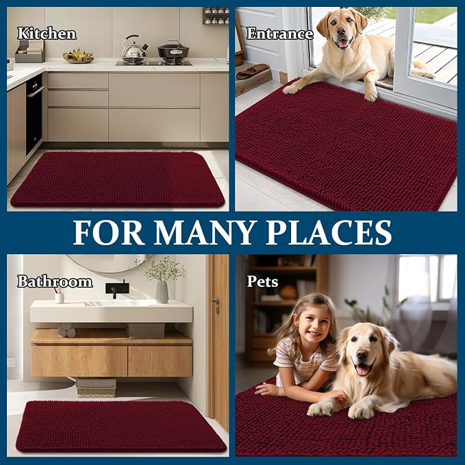 OLANLY Dog Door Mat for Muddy Paws 50x30, Super Absorbent Chenille Mud Mat | - Image 8