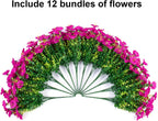Artificial Flowers for Outdoors Fake Plants, 12 Bundles Faux Fuchsia Morning Glory UV Resistant Look Real Silk Flowers for Outside Planter Front Door Porch Patio Yard Fall Autumn Decoration