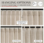 Pleated Natural Linen Kitchen Small Window 45 Inch Curtains Over Sink, Petty - Image 4