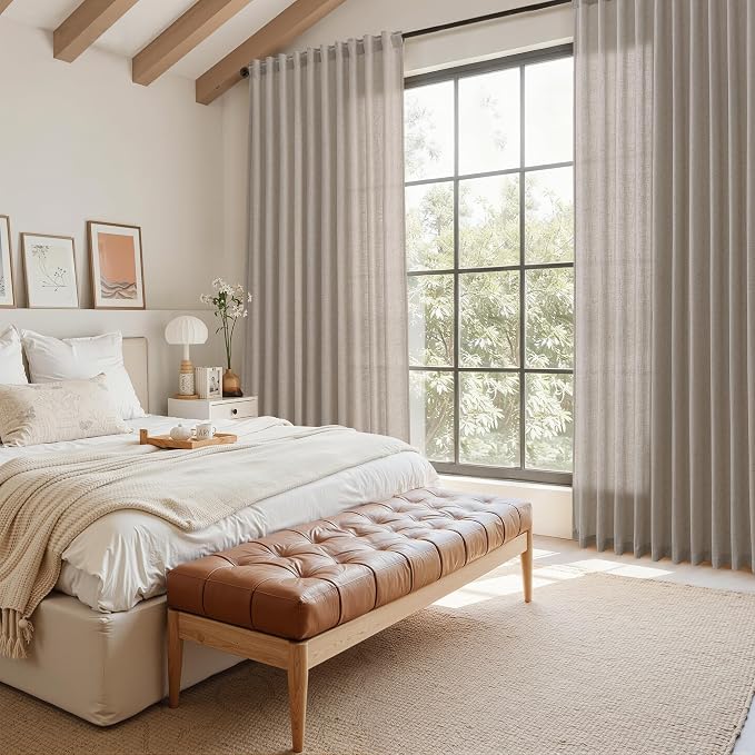Stone Beige Linen Curtains for Living Room 108 Inches Long Simple Modern Light - Image 7