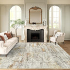Soalmost 6x9 Area Rug for Living Room Washable Rugs Non-Slip Grey/Rust | by Soalmost