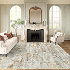 Soalmost 10x14 Area Rugs for Living Room Washable Rug Non-Slip Gray/Rust | - Image 2