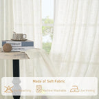 Cream Linen Sheer Curtains 84 inch - Image 9