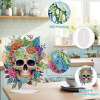 Diamond Painting Kits for Adults Beginners, 5D Full Drill Skull Crystal Art Desktop Ornament, DIY Single Sided Home Office Desk Decor, Creative Craft Gift Set with Tools