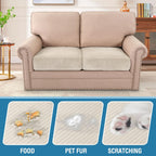 H.VERSAILTEX Velvet Stretch Couch Cushion Cover Plush Cushion Slipcover for Chair Loveseat Sofa Cushion Furniture Protector Seat Cushion Sofa Cover (2 Piece Large Sofa Cushion Covers, Ivory Striped)