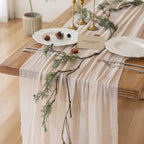 6Pcs Beige Gauze Rustic Cheesecloth Table Runner 120 Inch 10 FT for Wedding Baby Shower Bridal Shower Birthday Engagement Garden Outdoor Party Long Sheer Boho Decorations