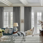 Charcoal Gray Linen Pinch Pleat Semi Sheer 120 Inch Curtains 2 Panels Set | - Image 2