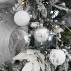 Sea Team 60mm/2.36" Delicate Contrast Color Theme Painting & Glittering Christmas Tree Pendants Decorative Hanging Christmas Baubles Balls Ornaments Set - 30 Pieces (Silver & White)