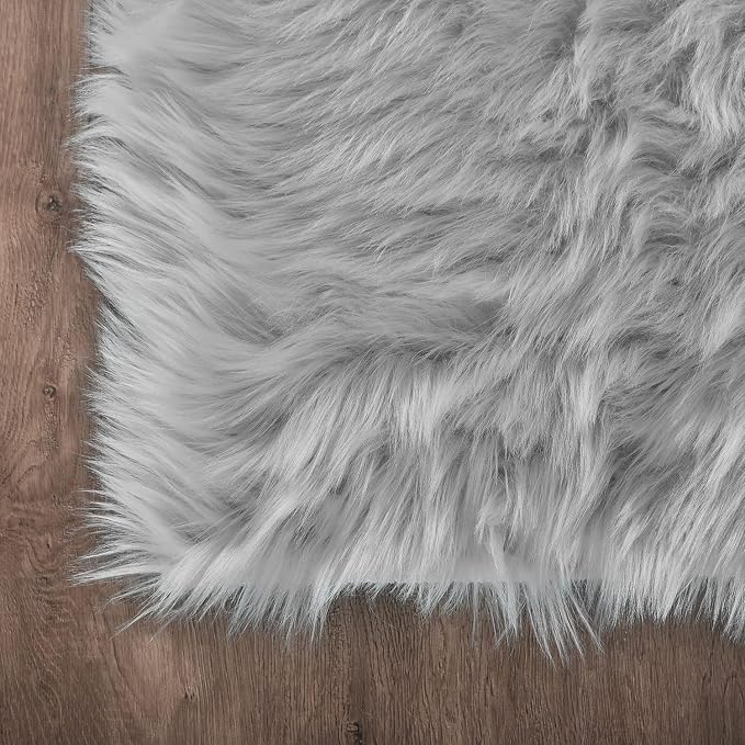 Latepis Grey Sheepskin Rug 4x6 Area Rugs Bedside Fluffy Faux Fur Rug Shag - Image 6