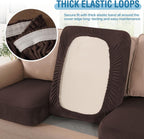 H.VERSAILTEX Velvet Stretch Couch Cushion Cover Plush Cushion Slipcover for Chair Cushion Furniture Protector Seat Cushion Sofa Cover (1 Piece Armchair Cushion Covers, Brown Striped)