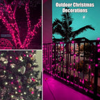 HISHINY Christmas Lights 100 Count Pink Christmas Tree String Lights with Green Wire for Outdoor Indoor Christmas Decorations Wedding Decorations Valentines Day Decor,UL Certified (21feet)